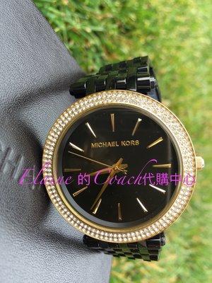 EL~MICHAEL KORS MK3322 Darci 晶鑽 黑/黑色錶盤 不鏽鋼女腕錶 現貨 5580含運