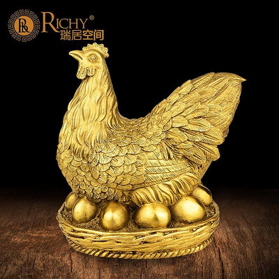 大雷雜貨鋪-純銅母雞擺件金雞下蛋工藝品家居臥室玄關 RJK