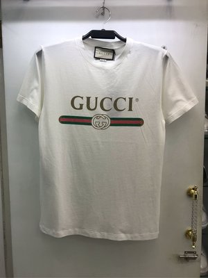 Gucci 寬版 白色 腰帶 圖案 圓領T恤 全新正品 男裝 歐洲精品