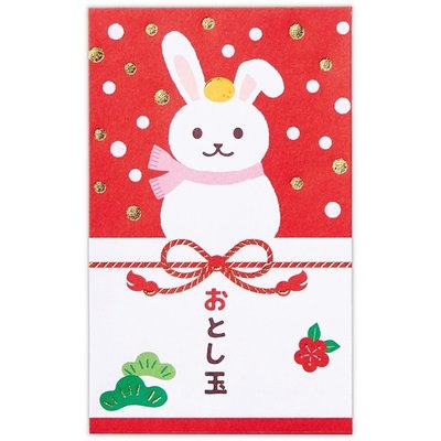 Ariel Wish日本過年必備金箔紅包袋2023兔年幸福之雪新年平安福氣招福雪人兔兔蝴蝶結限定三枚入一組，在台現貨兩組