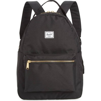 Herschel Nova Mid 中型 黑色 全黑 金拉鍊 帆布 筆電夾層 書包 大容量 水壺 後背包 [現貨]