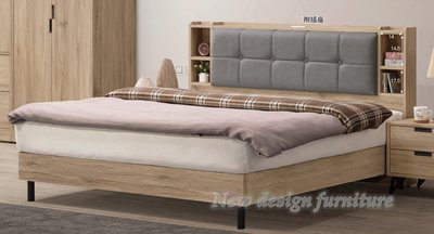 【N D Furniture】台南在地家具-木心板原木色木紋收納床頭+高腳5尺雙人床台床架TH (可拆賣)