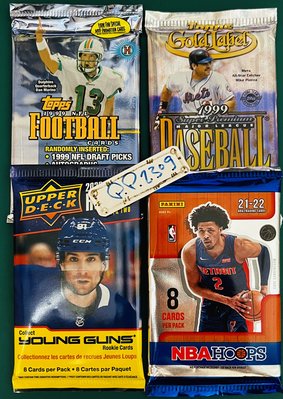 (635) 四包原廠未拆卡包 2021-22 NBA Hoops, UD Hockey 1999 Baseball FT