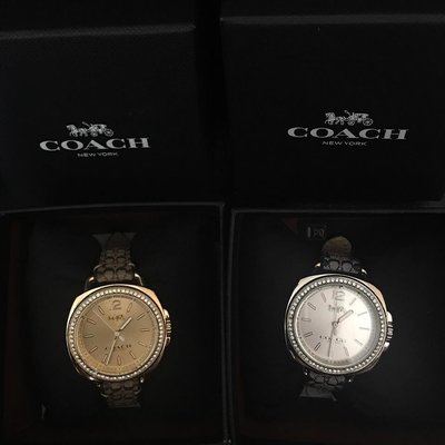 【芝加哥美國代購 】COACH 14502769 水晶外圈經典馬車C logo 錶帶手錶 (含運3980)