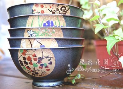 碗組--日式和風日本製陶瓷碗/湯碗/飯碗5入--秘密花園