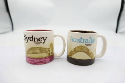 (小蔡二手挖寶網) STARBUCKS 星巴克 澳洲+雪梨 城市杯 瓷器 共2個 易碎品 商品如圖 100元起標 無底價