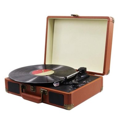 便攜手提皮箱黑膠唱片機 復古電唱機 電唱機 復古 唱片機 自帶7寸唱片適配器留聲機20008