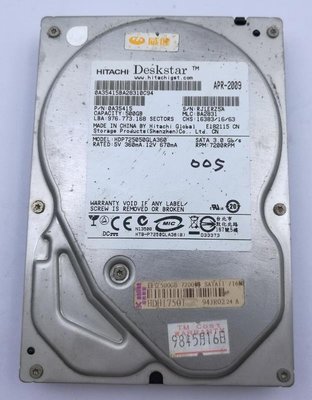 日立 HITACHI 500G 3.5吋 SATA 硬碟 HDD 桌上型 HDP725050GLA360S-005
