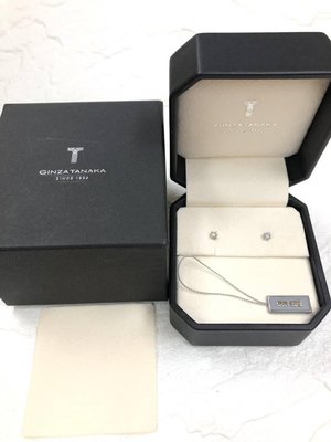 GINZA TANAKA  PT900 鉑金 白金 30分 天然鑽石耳環 耳釘