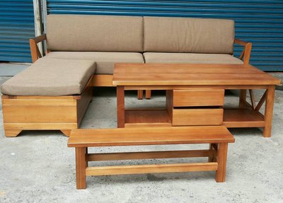 【南台灣傢俱】L型100%全實木馬來西亞檜木沙發組椅市價$52000,驚喜價再免運費