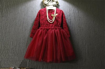 ♔公主城堡♔韓版 酒紅 蕾絲 加絨 加厚 氣質 洋裝