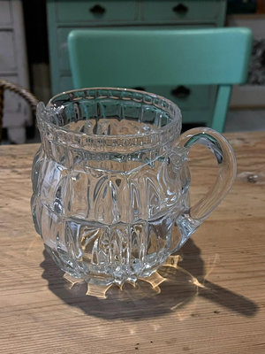 【二手】瑕疵，德國淘回，中古水晶玻璃壺，大杯。Vintage8734【木清院】 古玩 收藏 古董