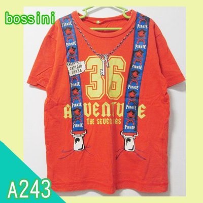 寶貝屋【直購50元 】專櫃品:bossini橘色航海風假吊帶棉T-A243(男童)