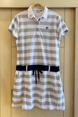 日本購入帶回 正品 FILA 斐樂 條紋連身高爾夫球衣/連身洋裝/娃娃裝/連身裙（女）XL號