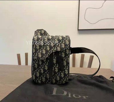【日本二手】Dior 迪奧 1ADPO171YKY_H05E SADDLE 黑色老花經典小方包 腰包 斜背包 手機包
