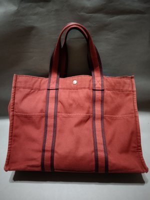 HERMES/愛馬仕/長手提紅色帆布包(2條紫色)