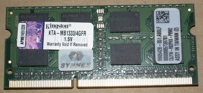 4G金士頓筆電記憶體KTA-MB1333/4GFR DDR3-1333 APPLE蘋果筆記型電腦4GB IMAC MAC