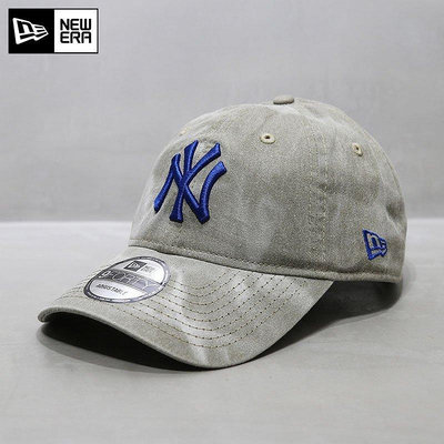 熱款直購#NewEra帽子韓國代購扎染軟頂大標NY彎檐帽卡其色MLB棒球帽潮牌ins