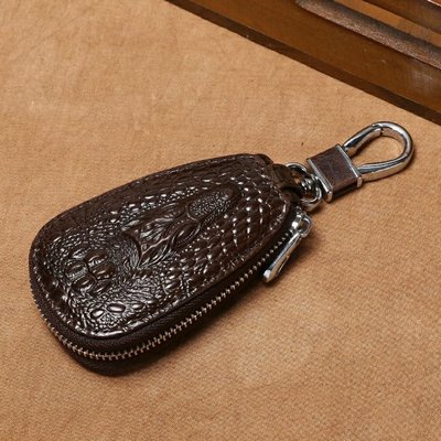 現貨 新款潮真鱷魚紋鑰匙包男士鎖匙包通用真皮正品汽車鑰匙遙控器包包