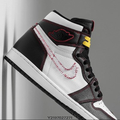 全新正品 air Jordan 1 Defiant 縫線 拆線 Nike 黑白紅黃 CD6579-071