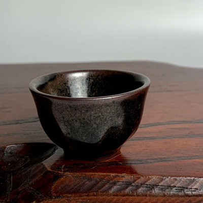 中古日本購回 柴燒油滴天目釉 茶杯 一口杯 主人杯