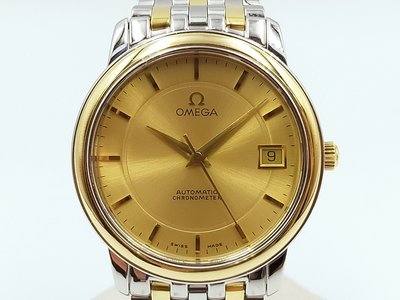【發條盒子A4968】OMEGA 歐米茄 de ville Prestage系列 金面自動 鍍金/不銹鋼 經典男錶