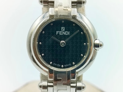 【發條盒子K0196】FENDI 芬迪 黑面石英 不銹鋼鍊帶錶款 經典女錶 018-750L-083