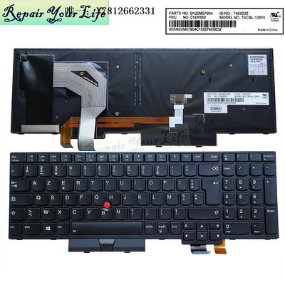 電腦零件適用 LENOVO聯想T580 T570 P52S 筆記本內置鍵盤黑框指點FR筆電配件