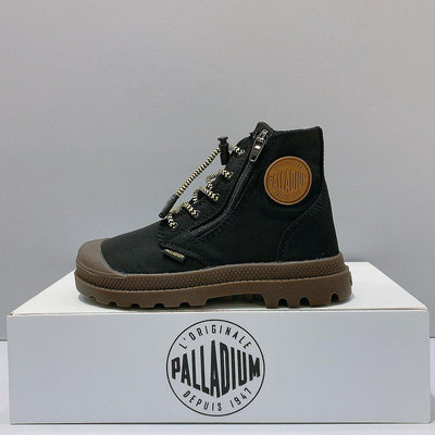 PALLADIUM PAMPA PUDDLE ZIP 中童 黑色 舒適 防潑水 雙拉鍊 高筒靴 53721-036