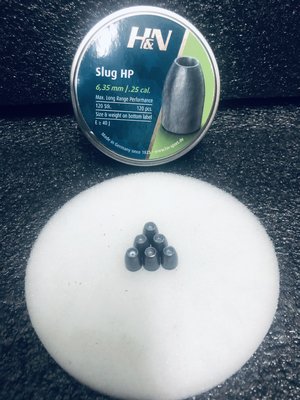 H&N Slug HP 6.35mm/.25cal.  28gr(鉛彈/喇叭彈/中凹彈/實心彈)