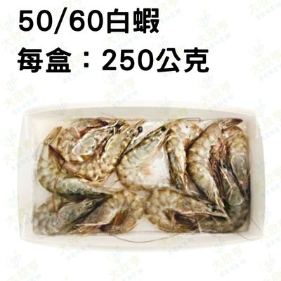 冷凍天然金鑽白蝦小盒裝(50/60) 產地：台灣【每盒約10-12尾*每盒250公克±5%】《大欣亨》B171012