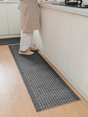 廚房地墊貼地防滑吸水日本進口防油污耐臟腳墊可定製長條家用地毯~大麥小鋪