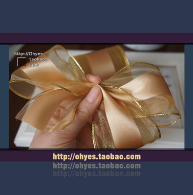 特賣-圣誕金色鐵絲定型邊織帶絲帶加寬帶 6.5CM寬