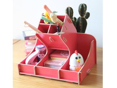 木質辦公用品多功能筆筒 時尚DIY創意收納盒雜物盒(現貨)(2色)1272