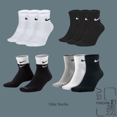 NIKE LIGHTWEIGHT QUARTER SOCKS CREW 踝襪 小勾 黑 // 白【Insane-21】【雅妤潮鞋】