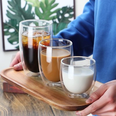 FOURETAW 新款家用雙層竹蓋透明玻璃杯 創意玻璃蓋耐熱花茶杯 隔熱水杯 冷飲牛奶果汁咖啡杯子 車載防潑灑玻璃杯