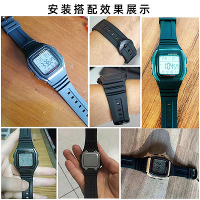 代用錶帶 適配卡西歐3239 W-96H-1A 2A 9A專用硅膠錶帶電子錶手錶鏈配件黑