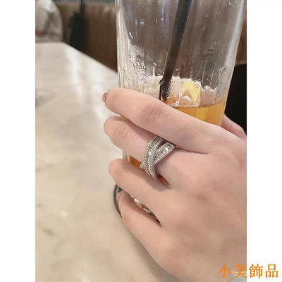 小美飾品新品ins時尚個性鋯石交叉開口戒指