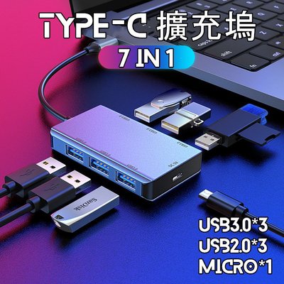 🔥Hub 7 in 1🔥Type C USB Hub Macbook轉接器 支援Thunderbolt 拓展塢 擴展