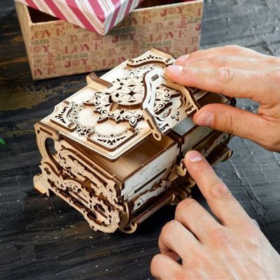 95折免運上新玩具 烏克蘭UGEARS 古董珠寶首飾收納盒機械木質拼裝模型DIY禮物送女友