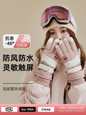 手套女冬季騎車加絨加厚防風2023新款男士可觸屏防寒保暖滑雪手套
