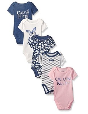 預購 美國帶回 Calvin Klein 女寶寶 新生兒 CK 棉質短袖包屁衣組合 一套五件 彌月禮 生日禮