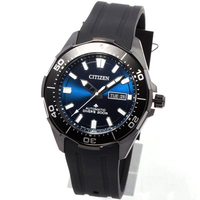 CITIZEN NY0075-12L 星辰錶 44mm 機械錶 鈦金屬 藍色面盤 潛水錶 黑鋼 男錶女錶