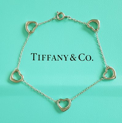 TIFFANY & CO.  純銀  925   ，  經典款  5顆愛心 手鍊  ，  保證真品   超級特價便宜賣