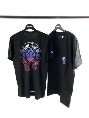 全新正品Chrome Hearts 黑色 漸層 彩虹 短袖 T-shirt 短T L號