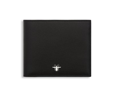 [全新真品代購] DIOR 蜜蜂 黑色皮革 短夾 / 皮夾 (CD)