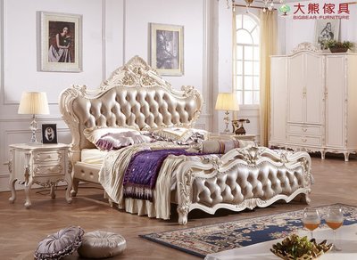 【大熊傢俱】803 歐式床 六尺床 雙人床 床台 床架 實木床 法式 新古典 另售五尺床 衣櫃 妝台