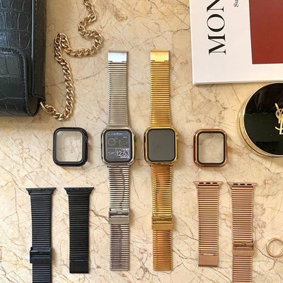 真空電鍍 Apple Watch Series 2 3 4 5 6代 SE 不鏽鋼錶帶 情侶 金屬感 替換帶 休閒 腕帶