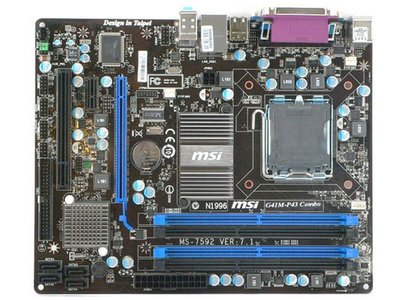 微星G41M-P43 Combo全固態電容整合式雙通主機板、記憶體支援DDR2、DDR3(禁混插)二手良品、附檔板