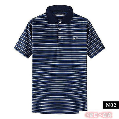 ? 男士高爾夫運動條紋短袖 T 卹夏季 polo 衫 nk65